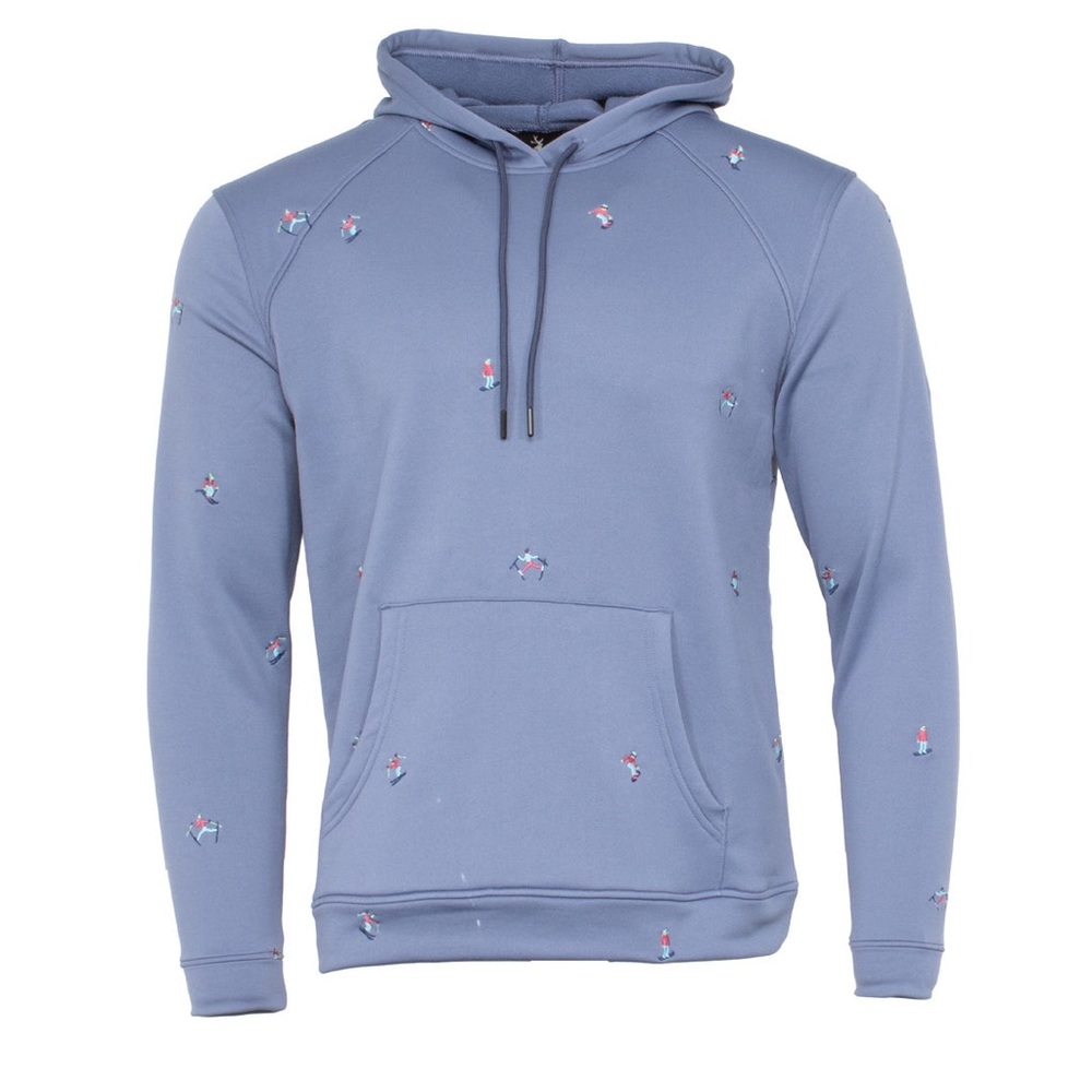 Men's Blue Hoodie with Embroidered Ski Accents